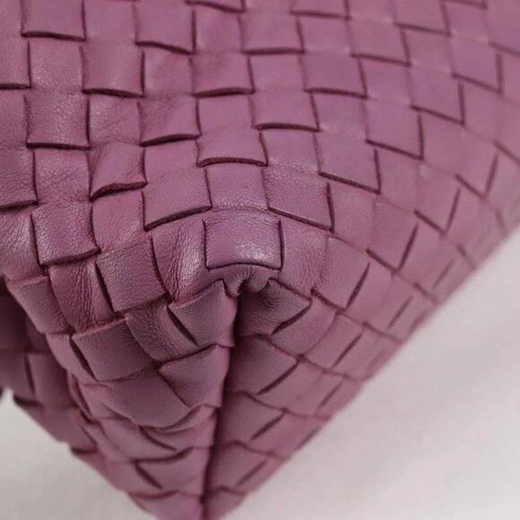 BOTTEGA VENETA INTRECCIATO Chain Shoulder Bag Leather Purple Auth 132823V - Picture 5 of 16